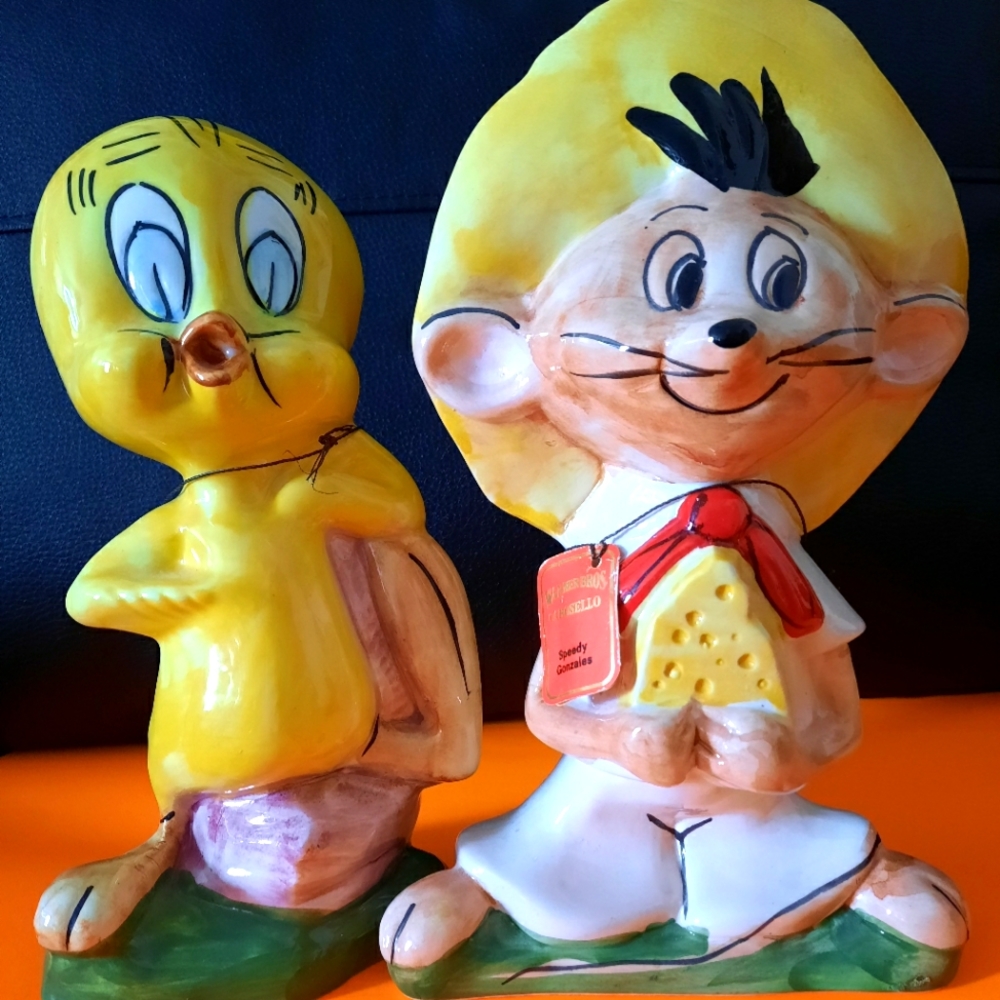 Vintage 2 Warner Bros. 1960s Cartoon Characters Amaretto Bottles-Italy  $50